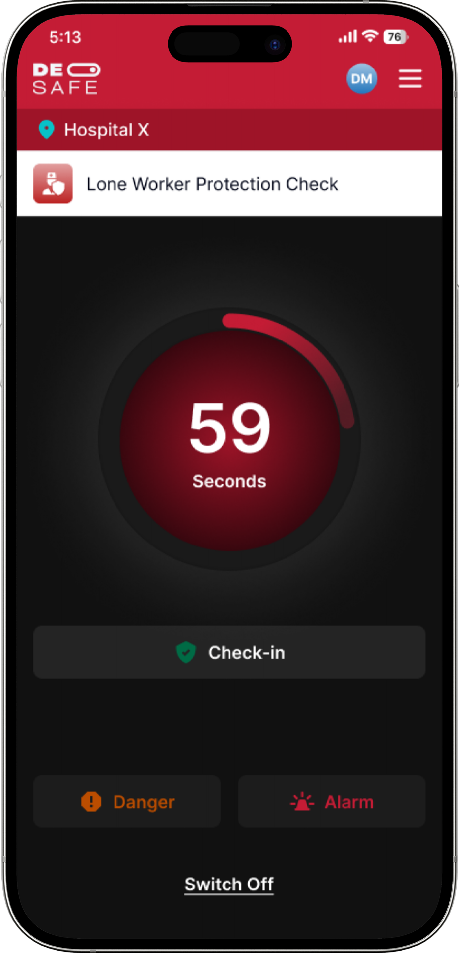 DESafe Lone Worker Protection App Mockup